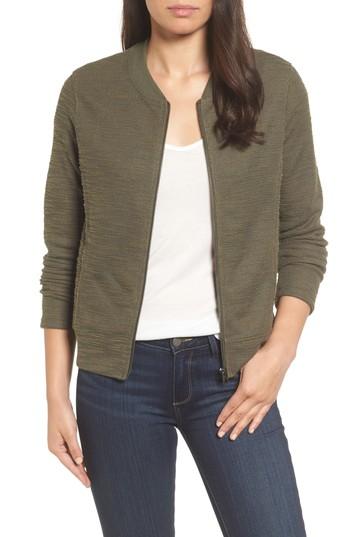 Women's Caslon Slub Woven Bomber Jacket - Green