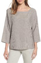 Women's Eileen Fisher Stripe Hemp & Organic Cotton Boxy Top, Size - Grey