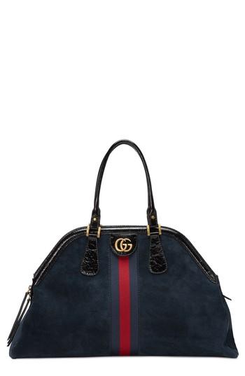 Gucci Large Re(belle) Suede Satchel - Blue