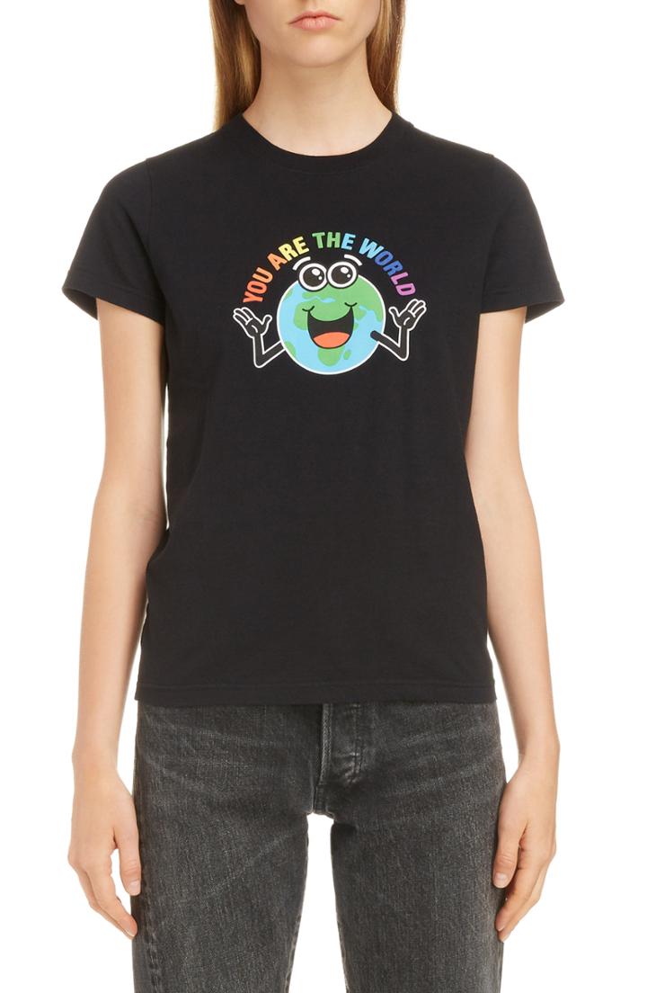 Women's Balenciaga You Are The World Print Tee - Black