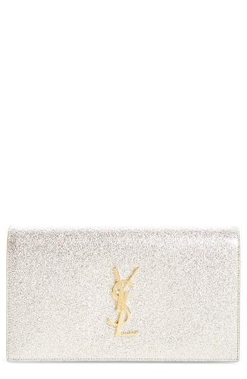 Saint Laurent Kate Metallic Leather Clutch -