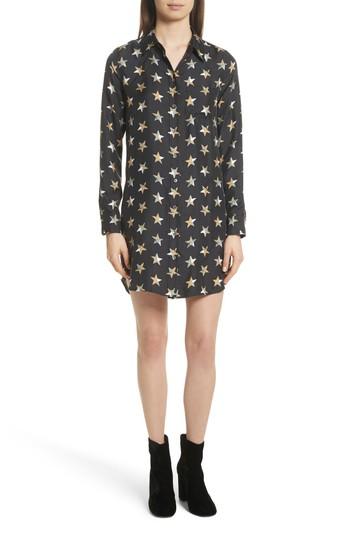 Women's Equipment Brett Star Print Silk Shirtdress - Black