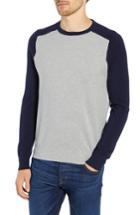 Men's J.crew Cotton & Cashmere Baseball Sweater, Size - Grey