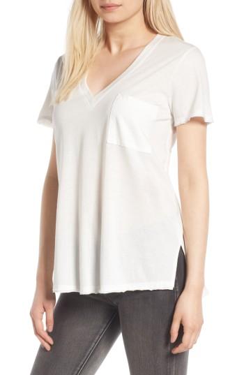 Women's Lush Raw Edge Side Slit Tee - White