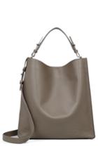 Allsaints Cooper East/west Calfskin Leather Tote - Grey
