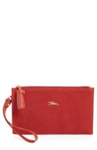 Longchamp Penelope Suede Clutch - Red