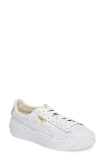 Women's Puma Basket Platform Sneaker .5 M - White