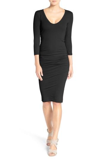 Women's James Perse V-neck Ruched Dress - Black