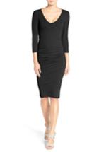Women's James Perse V-neck Ruched Dress - Black