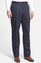 Men's Berle Pleated Cotton Trousers X 34 - Blue