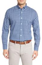 Men's Peter Millar Crown Vintage Regular Fit Mini Plaid Sport Shirt, Size - Blue