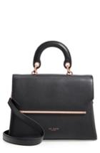 Ted Baker London Crystal Bar Leather Top Handle Satchel - Black