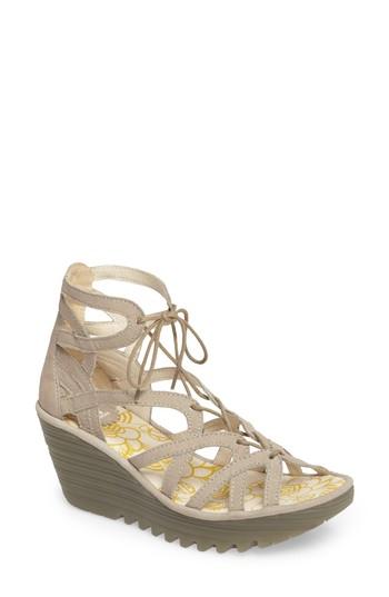 Women's Fly London 'yuke' Platform Wedge Sandal .5-8us / 38eu - White
