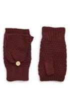 Women's Nyc Underground Flip Top Textured Mittens, Size - Burgundy