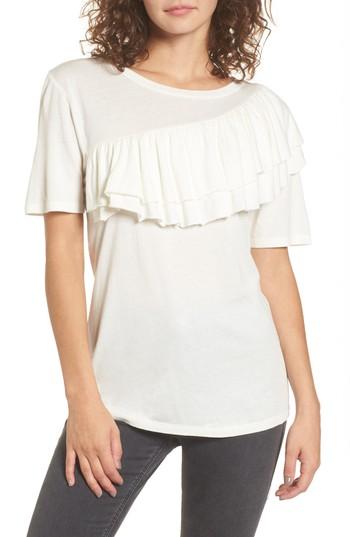 Women's Bp. Asymmetrical Ruffle Tee, Size - Ivory