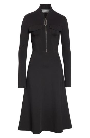 Women's Off-white A-line Stretch Crepe Dress Us / 40 It - Black