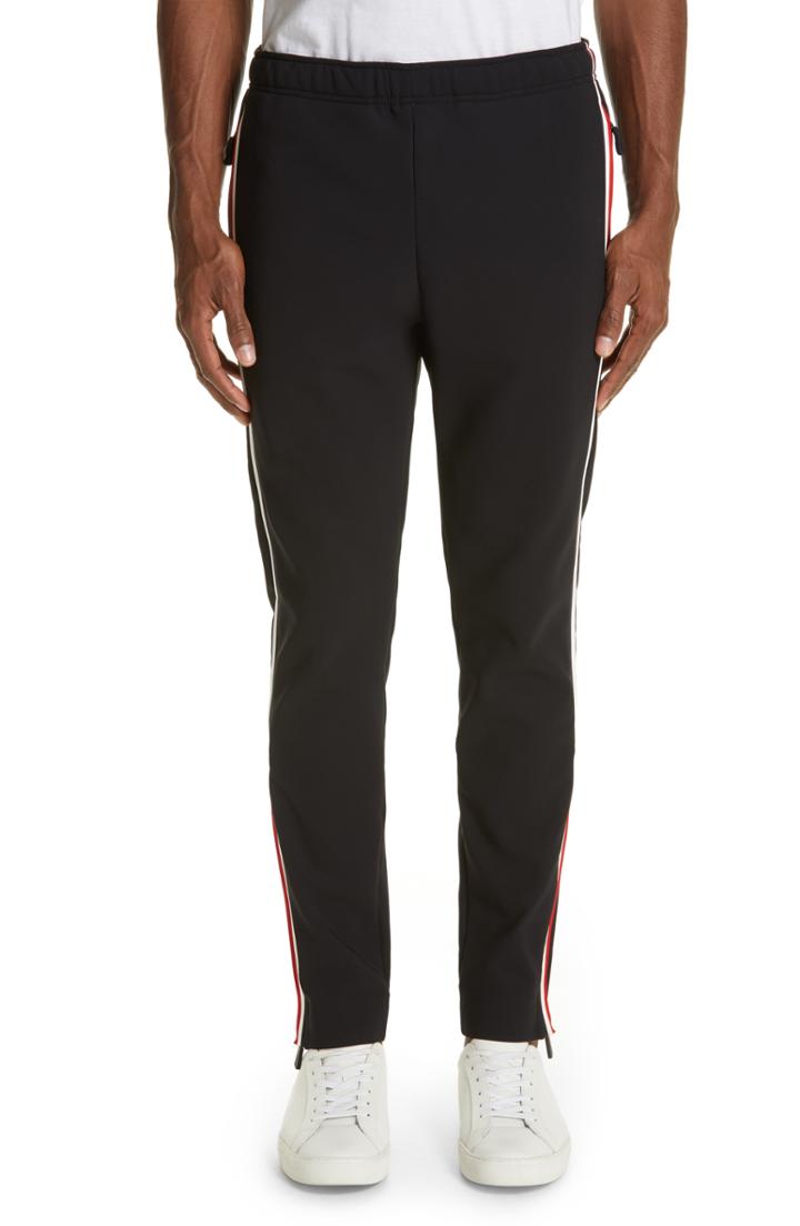 Men's Moncler Pantalone Side Stripe Track Pants - Black