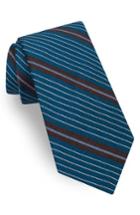 Men's Ted Baker London Sable Stripe Silk & Cotton Tie, Size - Blue