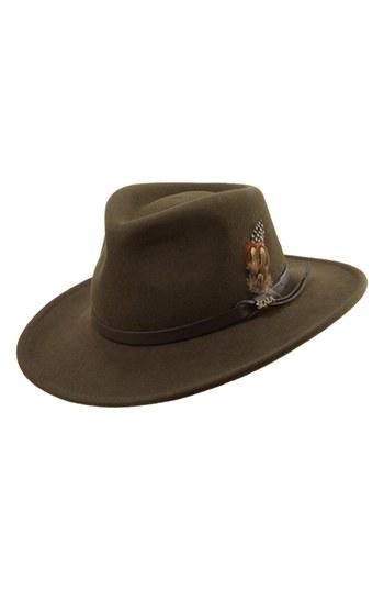 Men's Scala 'classico' Crushable Felt Outback Hat - Green