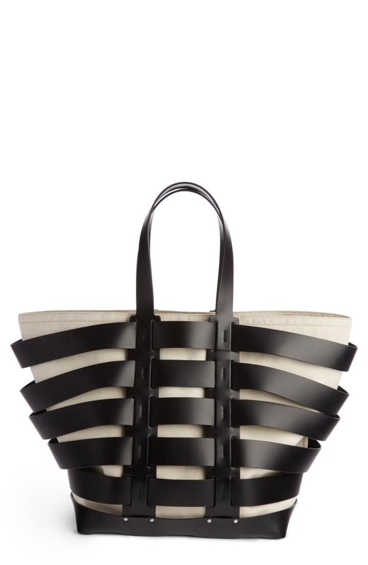 Paco Rabanne Cage Leather & Canvas Tote -