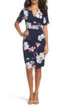 Women's Adrianna Papell Pleated Floral Sheath Dress - Blue