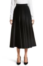 Women's Sara Battaglia Velvet A-line Midi Skirt Us / 38 It - Black