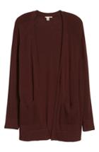 Women's Halogen Mix Stitch Open Front Cardigan - Burgundy