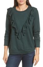Women's Halogen Ruffle Ponte Sweater, Size - Green