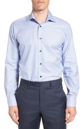 Men's David Donahue Trim Fit Stripe Dress Shirt .5 - 32/33 - Blue