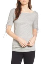 Women's Trouve Lace-up Sleeve Top, Size - Grey