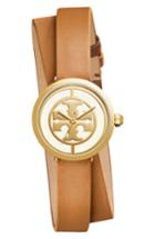 Women's Tory Burch Reva Logo Dial Double Wrap Leather Strap Watch, 28mm