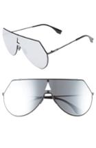 Women's Fendi 99mm Eyeline Aviator Sunglasses - Matte Black