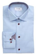 Men's Eton Signature Slim Fit Solid Twill Dress Shirt - Blue