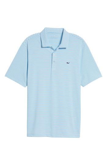 Men's Vineyard Vines Heathered Wilson Stripe Polo, Size - Blue