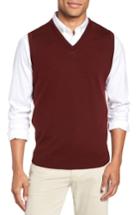 Men's Nordstrom Men's Shop Merino Wool Sweater Vest - Burgundy