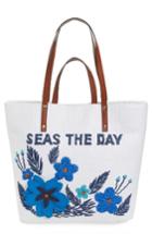 Tommy Bahama Athen - Seas The Day Embroidered Straw Tote - Blue