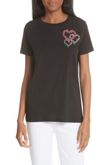 Women's Sandro Embroidered Hearts Tee - Black