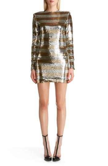 Women's Balmain Sequin Stripe Minidress Us / 40 Fr - Metallic