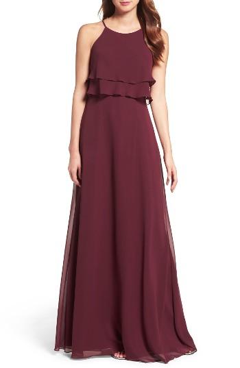 Women's Jenny Yoo Charlie Ruffle Bodice Gown - Red