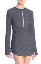 Women's Mott 50 'sonja' Long Sleeve Half Zip Convertible Swimdress - Grey