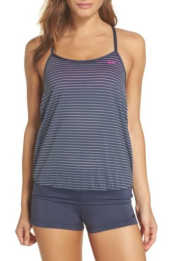 Women's Nike Layered Sport Tankini Top - Blue