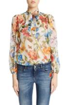 Women's Dolce & Gabbana Tie Neck Silk Chiffon Blouse Us / 38 It - White