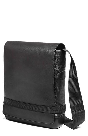 Men's Moleskine Leather Reporter Bag - Black