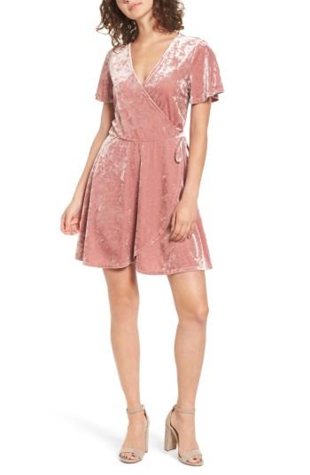 Women's Love, Fire Crushed Velvet Surplice Dress