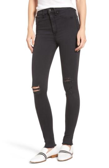 Women's Rag & Bone/jean Ripped High Waist Skinny Jeans - Black