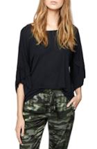 Women's Sanctuary Adrienne Tiered Ruffle Sleeve Tee - Black