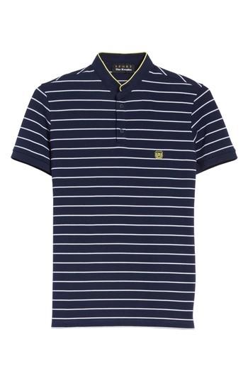 Men's The Kooples Stripe Officer Polo Shirt - Blue