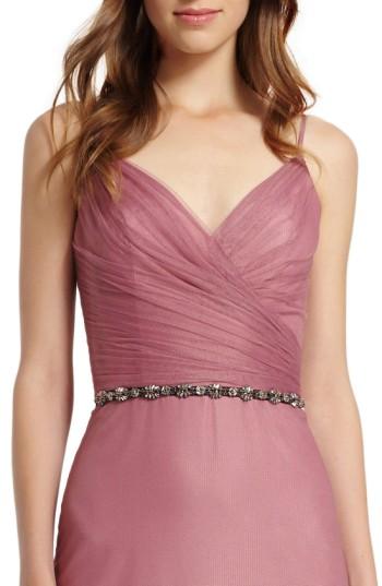 Women's Monique Lhuillier Bridesmaids Crystal Belt, Size - Plum