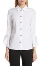 Women's Michael Kors Ruffle Cuff Jeweled Button Blouse - White