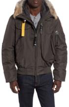 Men's Parajumpers Gobi 700 Fill Power Down Bomber Jacket With Genuine Coyote Fur Trim, Size - Grey